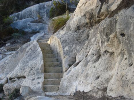 Road stairs carved into rock.